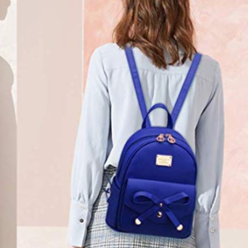 Electric Blue Leather Mini Backpack